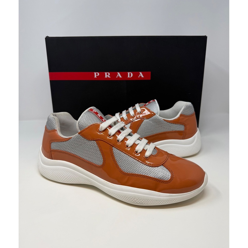 Prada Americas Cup Sneaker Orange New Season Size 10 US 9 UK